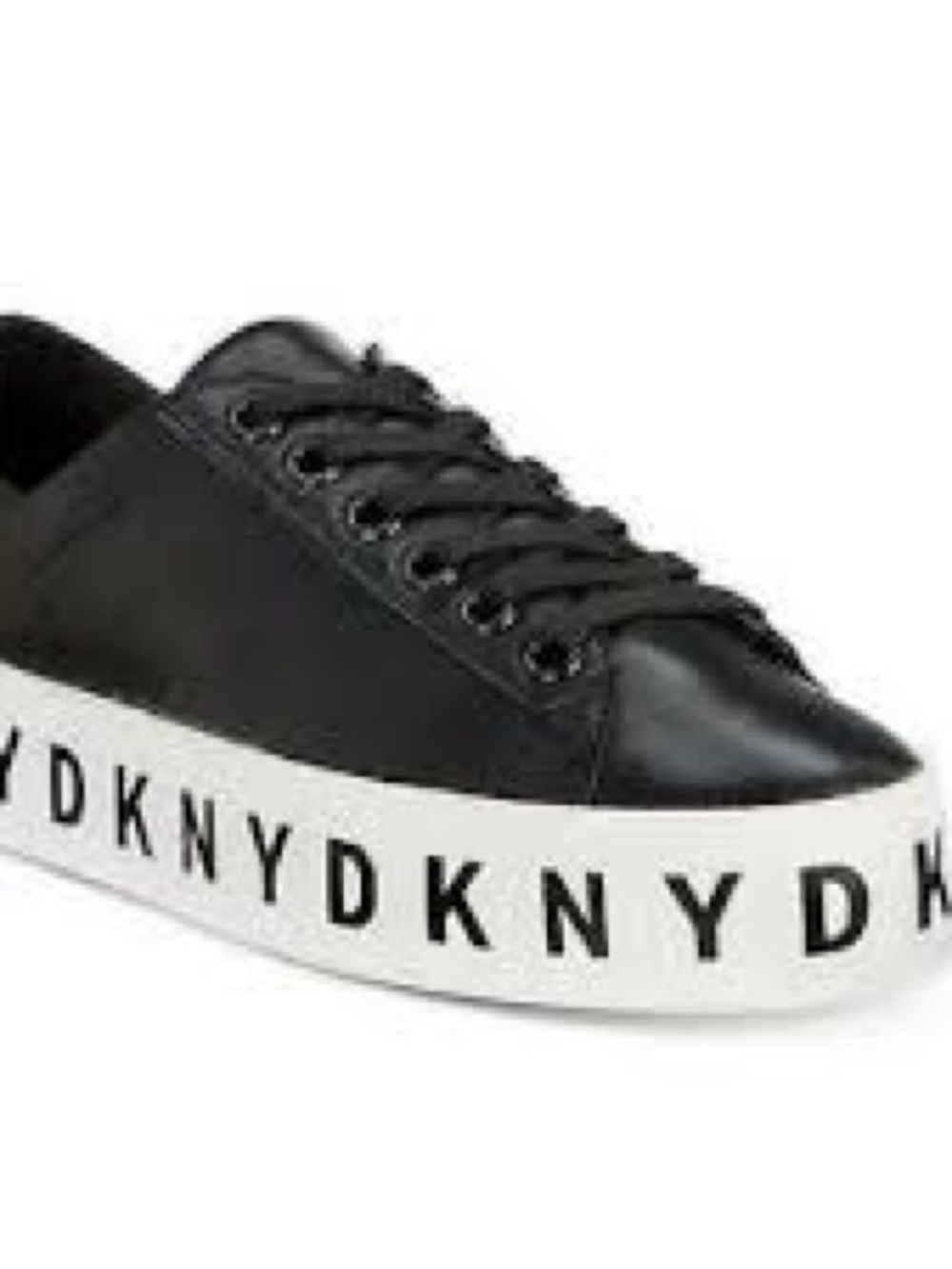 DKNY Black Leather BANSON Logo-Platform Sneaker size 7 NWT